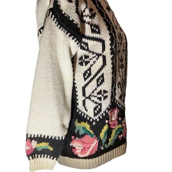 Rebecca Stone Vintage 80’s Knit Floral Sweater, Medium - Picture 2 of 14